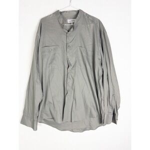 Yves Saint Lauren Shirt Mens 16.5 34-35 L Gray‎ Cotton Blend Button Up Dress